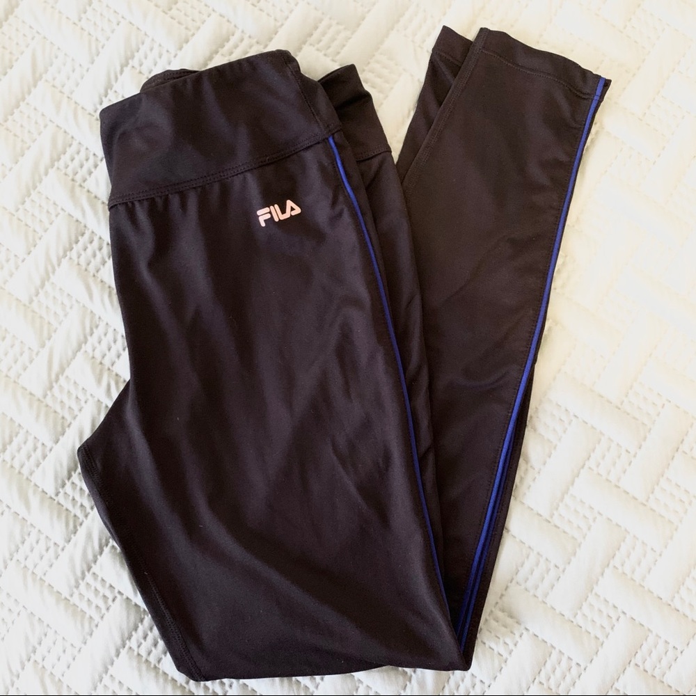 Black Fila Leggings w/ Blue Accent